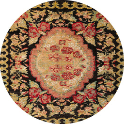 Round Machine Washable Abstract Night Red Rug, wshabs5244