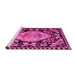 Sideview of Machine Washable Medallion Pink French Rug, wshabs5244pnk