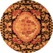 Round Machine Washable Medallion Orange French Area Rugs, wshabs5244org