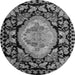 Round Machine Washable Medallion Gray French Rug, wshabs5244gry