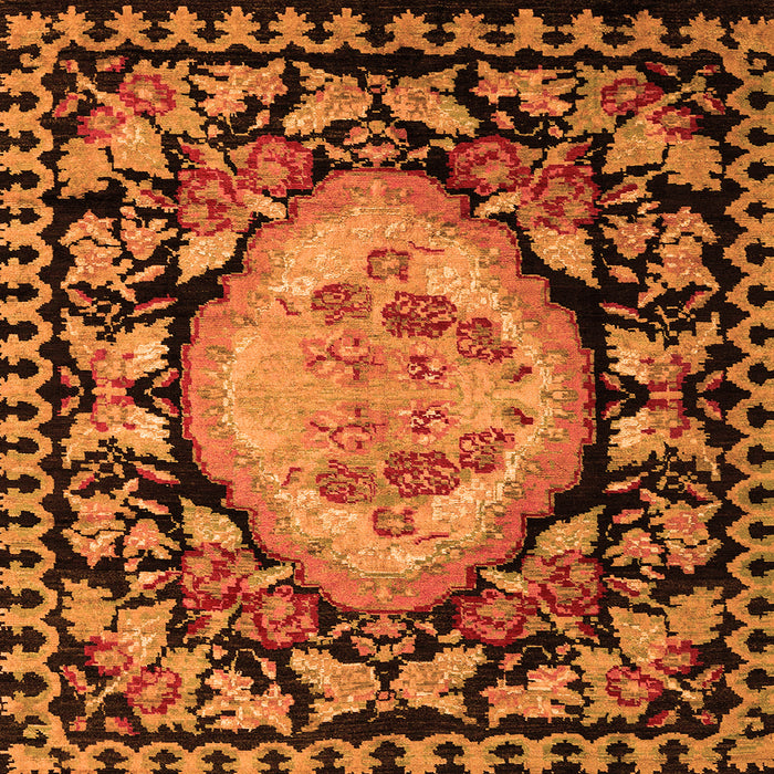 Square Machine Washable Medallion Orange French Area Rugs, wshabs5244org