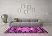 Machine Washable Medallion Purple French Area Rugs in a Living Room, wshabs5244pur