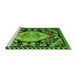 Sideview of Machine Washable Medallion Green French Area Rugs, wshabs5244grn