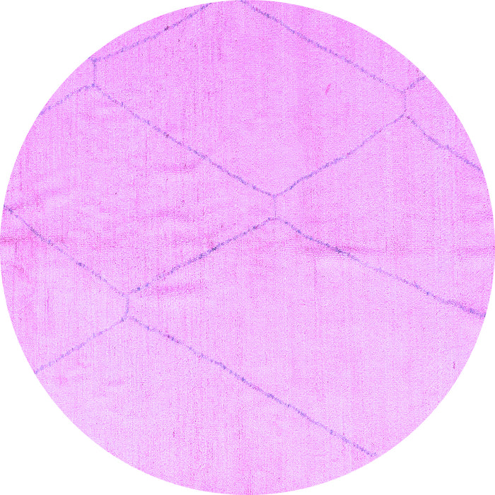 Round Machine Washable Solid Purple Modern Area Rugs, wshabs5245pur