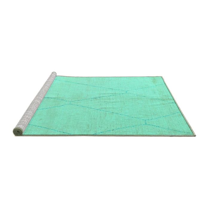 Sideview of Machine Washable Solid Turquoise Modern Area Rugs, wshabs5245turq
