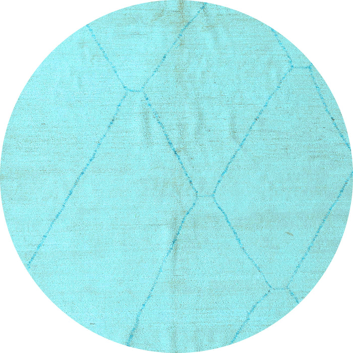 Round Machine Washable Solid Light Blue Modern Rug, wshabs5245lblu