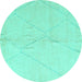 Round Solid Turquoise Modern Rug, abs5245turq