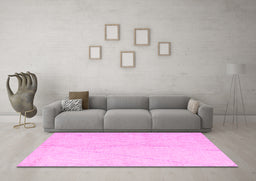 Machine Washable Solid Pink Modern Rug in a Living Room, wshabs5245pnk