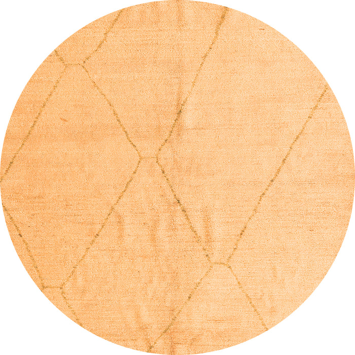 Round Machine Washable Solid Orange Modern Area Rugs, wshabs5245org