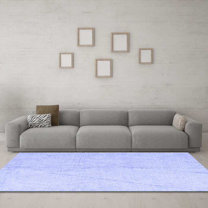Machine Washable Solid Blue Modern Rug in a Living Room, wshabs5245blu