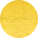 Round Solid Yellow Modern Rug, abs5245yw