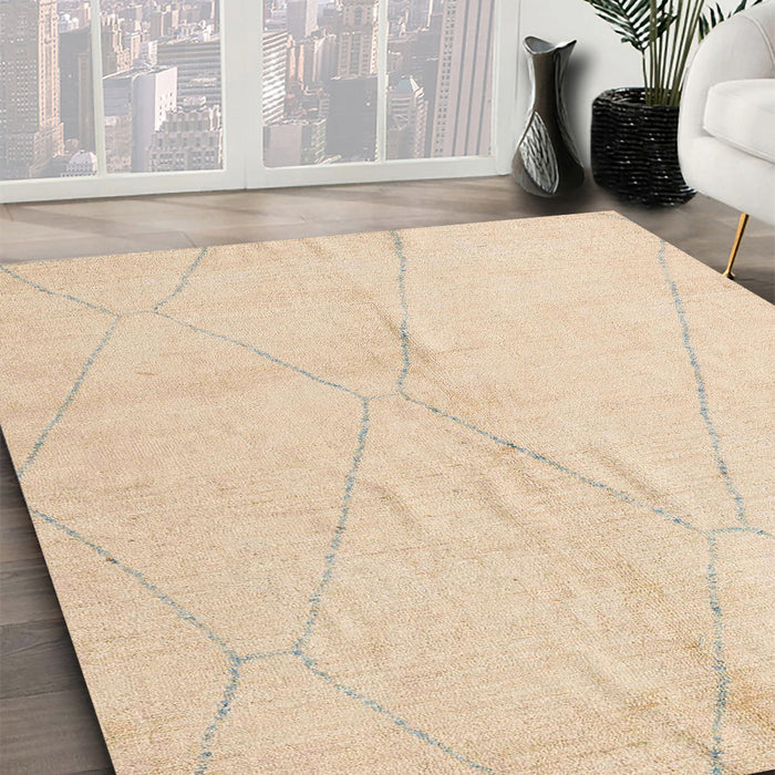 Abstract Yellow Solid Rug in Family Room, abs5245