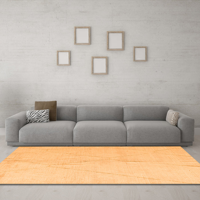 Machine Washable Solid Orange Modern Area Rugs in a Living Room, wshabs5245org