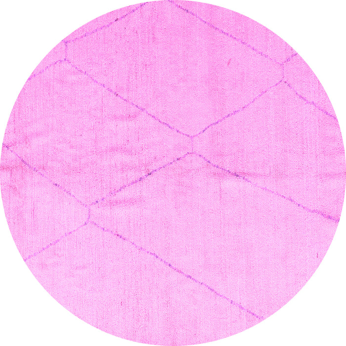 Round Machine Washable Solid Pink Modern Rug, wshabs5245pnk