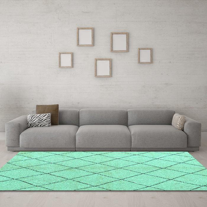 Machine Washable Solid Turquoise Modern Area Rugs in a Living Room,, wshabs5246turq