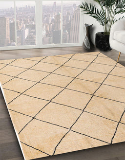 Abstract Sun Yellow Solid Rug in Family Room, abs5246