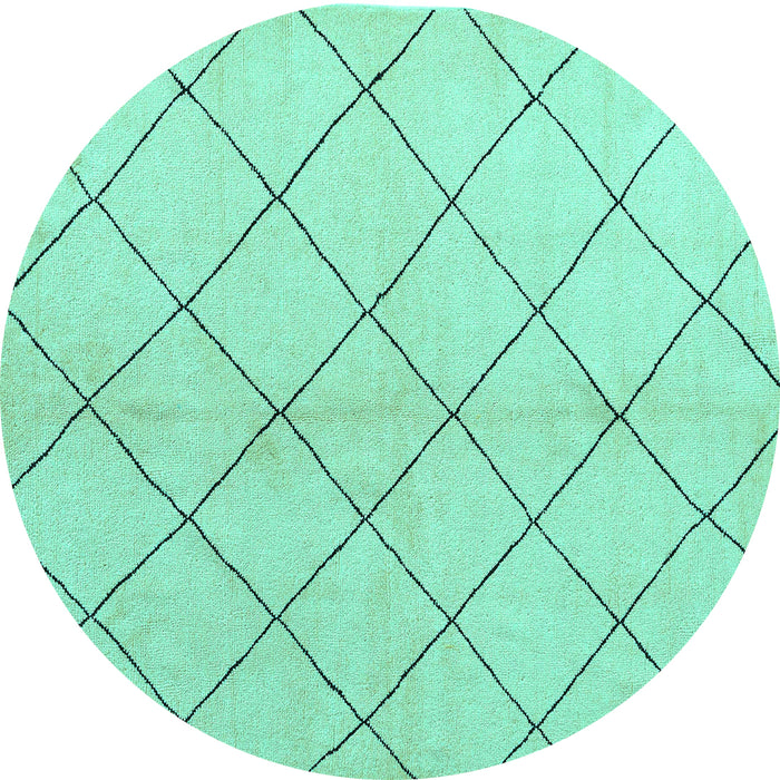 Round Machine Washable Solid Turquoise Modern Area Rugs, wshabs5246turq