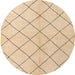 Round Abstract Sun Yellow Solid Rug, abs5246