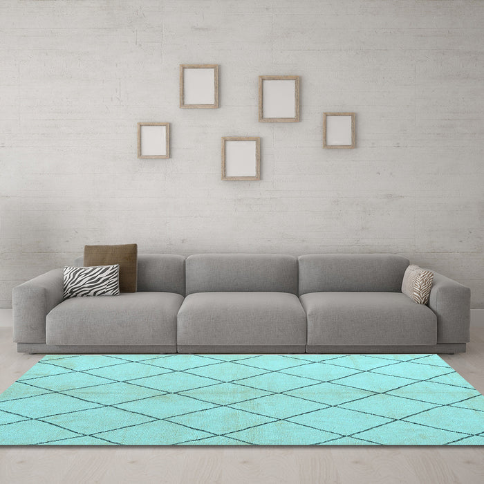 Machine Washable Solid Light Blue Modern Rug in a Living Room, wshabs5246lblu