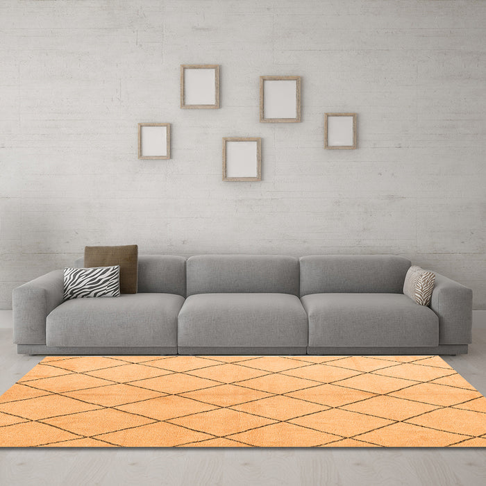 Machine Washable Solid Orange Modern Area Rugs in a Living Room, wshabs5246org