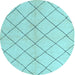 Round Solid Light Blue Modern Rug, abs5246lblu