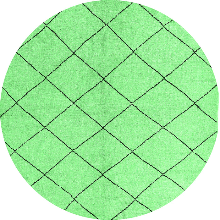 Round Machine Washable Solid Emerald Green Modern Area Rugs, wshabs5246emgrn