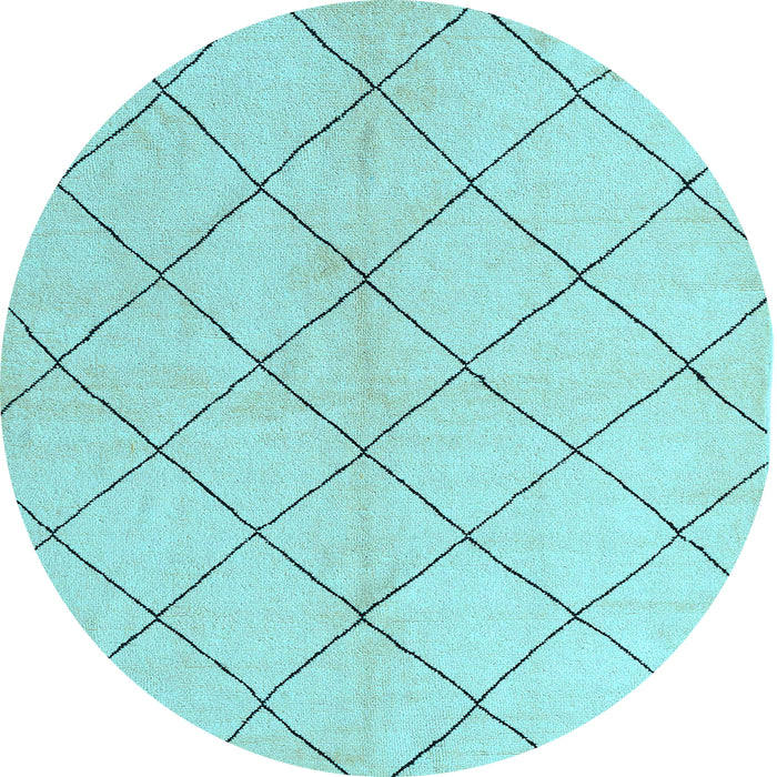 Round Machine Washable Solid Light Blue Modern Rug, wshabs5246lblu