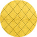 Round Machine Washable Solid Yellow Modern Rug, wshabs5246yw