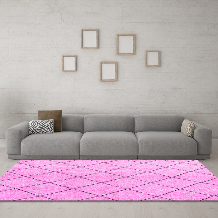 Machine Washable Solid Pink Modern Rug in a Living Room, wshabs5246pnk
