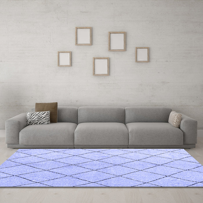 Machine Washable Solid Blue Modern Rug in a Living Room, wshabs5246blu