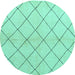 Round Solid Turquoise Modern Rug, abs5246turq