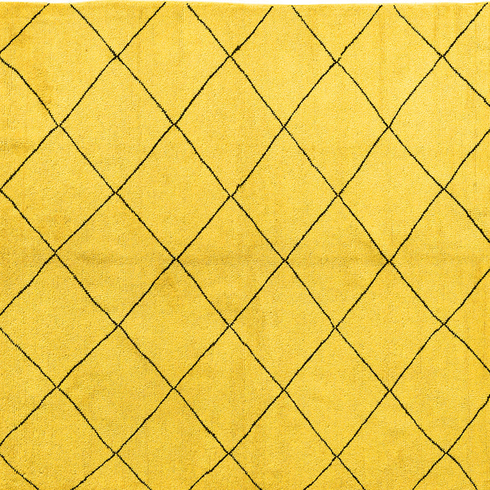 Square Solid Yellow Modern Rug, abs5246yw
