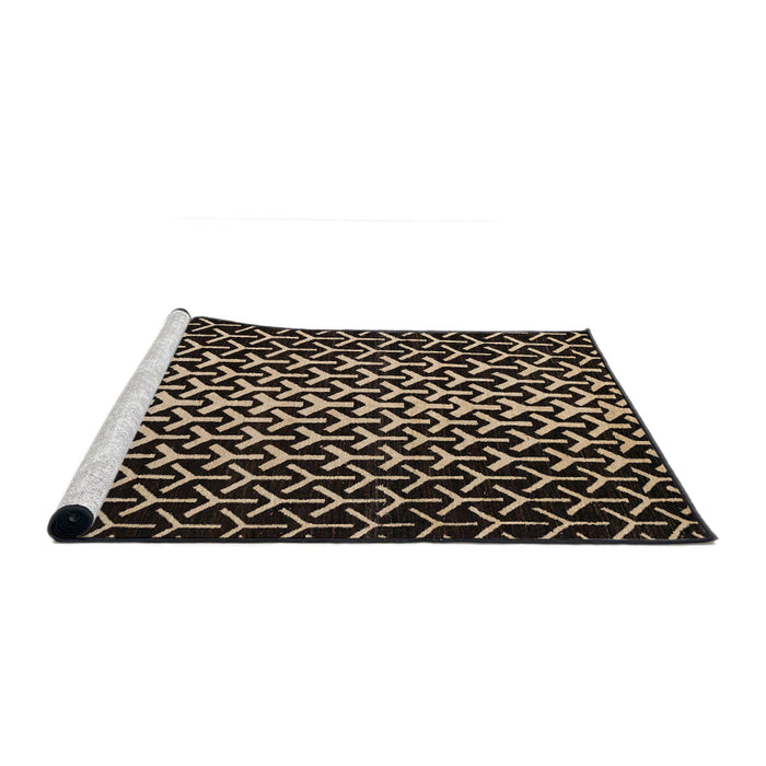 Sideview of Machine Washable Abstract Camel Brown Rug, wshabs5247