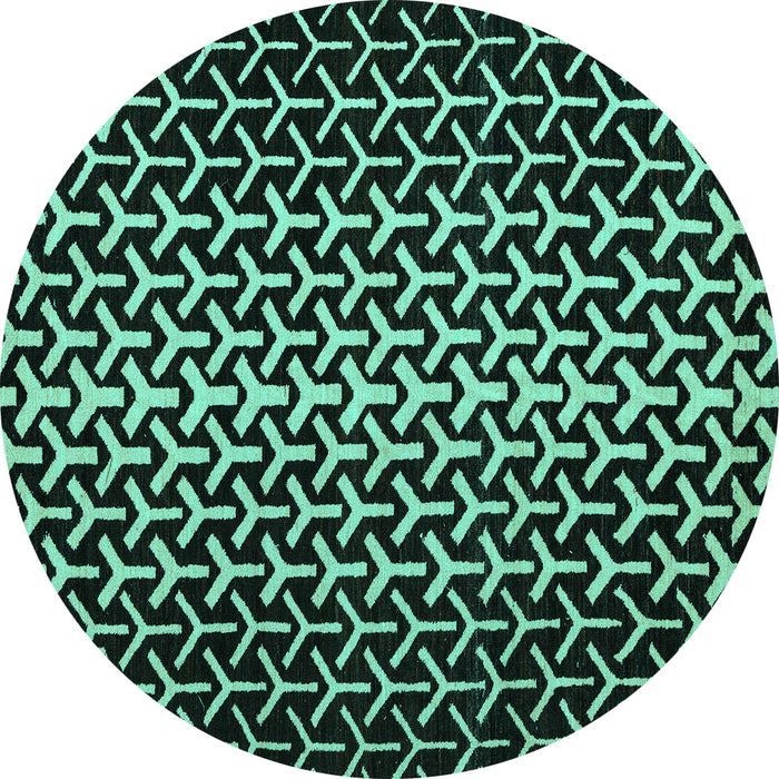 Round Machine Washable Abstract Turquoise Modern Area Rugs, wshabs5247turq
