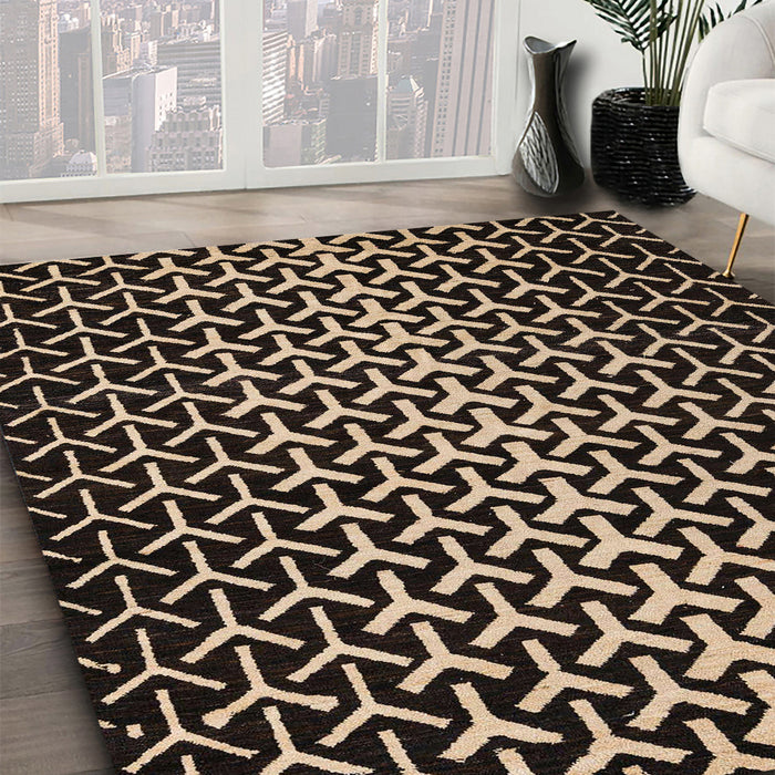 Machine Washable Abstract Camel Brown Rug in a Family Room, wshabs5247