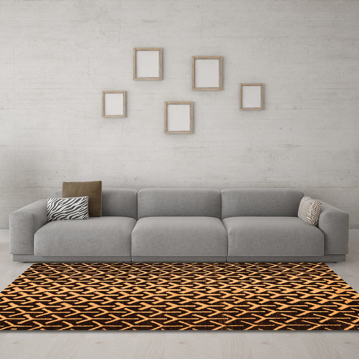 Machine Washable Abstract Orange Modern Area Rugs in a Living Room, wshabs5247org