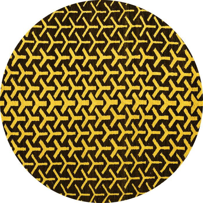 Round Abstract Yellow Modern Rug, abs5247yw