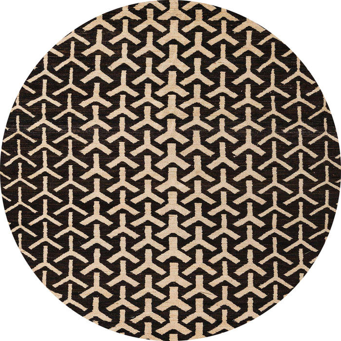 Round Machine Washable Abstract Camel Brown Rug, wshabs5247