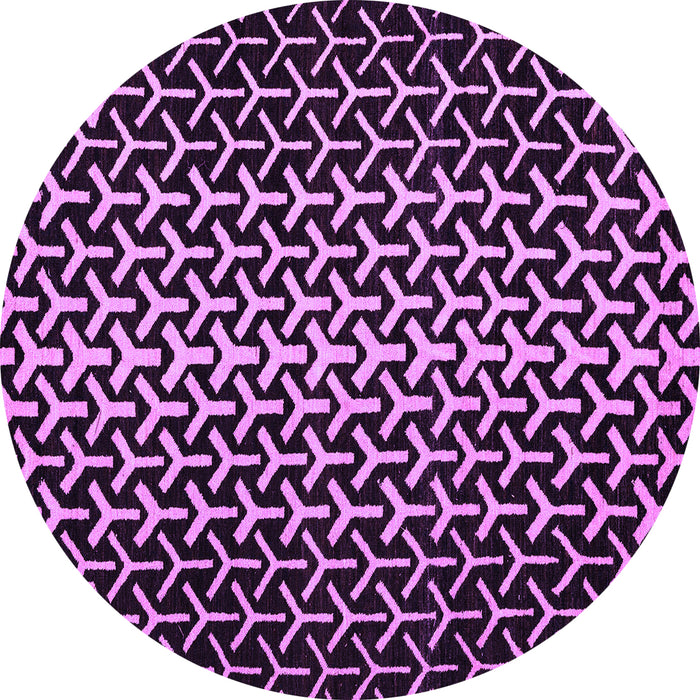 Round Machine Washable Abstract Purple Modern Area Rugs, wshabs5247pur