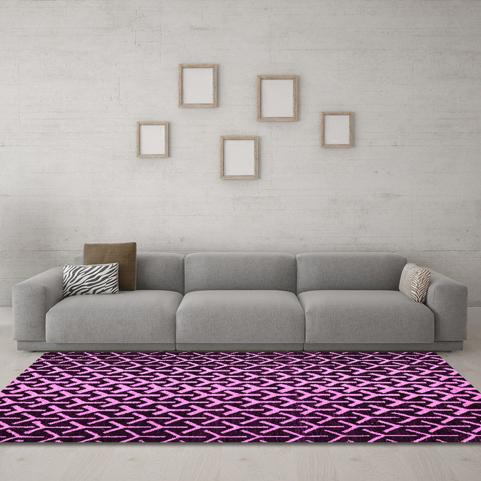 Machine Washable Abstract Pink Modern Rug in a Living Room, wshabs5247pnk