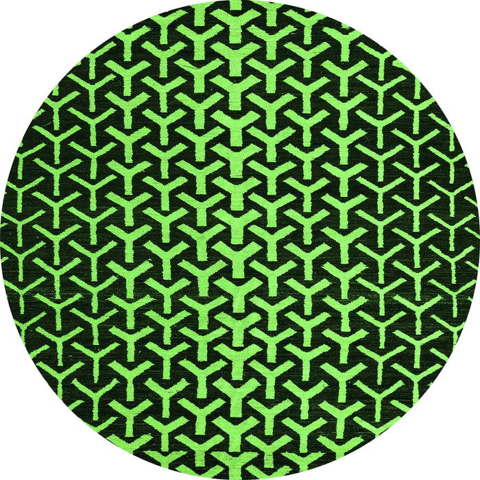 Round Machine Washable Abstract Green Modern Area Rugs, wshabs5247grn