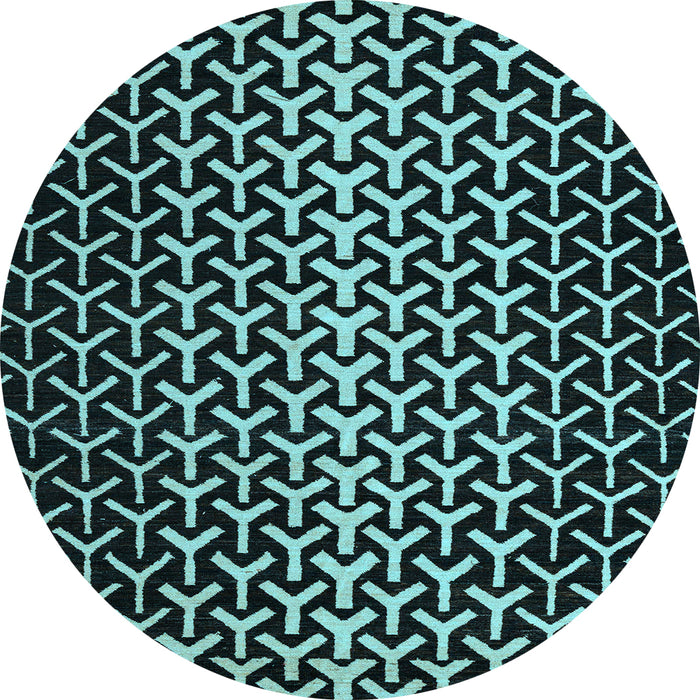 Round Abstract Light Blue Modern Rug, abs5247lblu