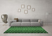 Machine Washable Abstract Emerald Green Modern Area Rugs in a Living Room,, wshabs5247emgrn