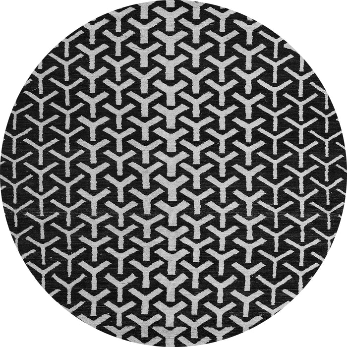 Round Machine Washable Abstract Gray Modern Rug, wshabs5247gry