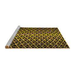 Sideview of Machine Washable Abstract Yellow Modern Rug, wshabs5247yw