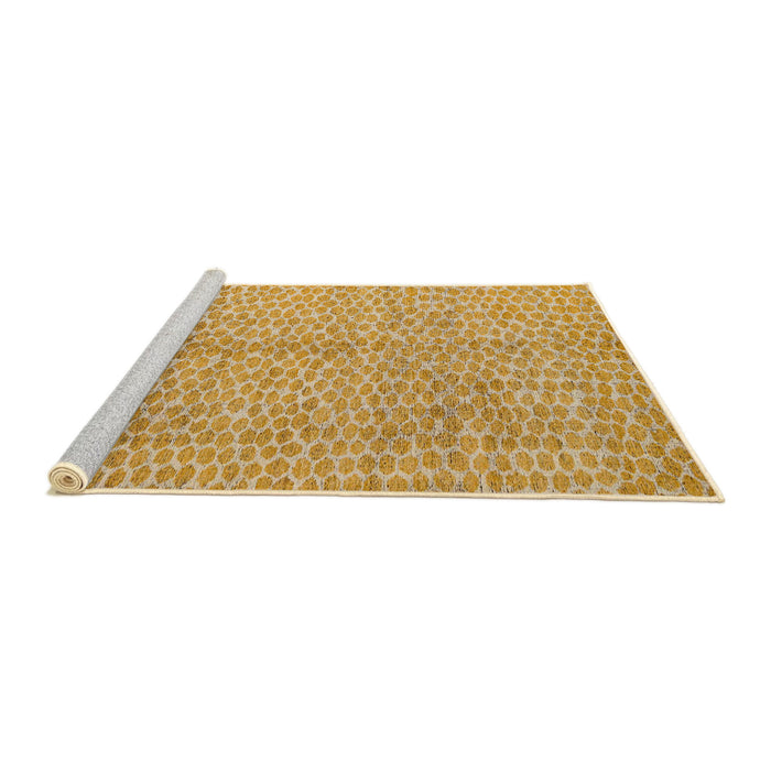 Sideview of Machine Washable Abstract Chrome Gold Yellow Rug, wshabs5248