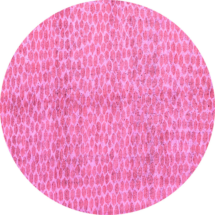 Round Machine Washable Abstract Pink Modern Rug, wshabs5248pnk
