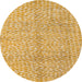 Round Machine Washable Abstract Chrome Gold Yellow Rug, wshabs5248