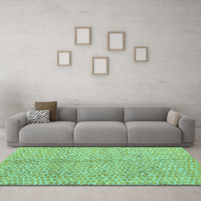 Machine Washable Abstract Turquoise Modern Area Rugs in a Living Room,, wshabs5248turq