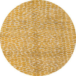Round Abstract Chrome Gold Yellow Modern Rug, abs5248